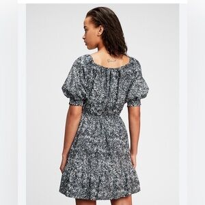 Womens Gap Casual Poplin Smocked Short Puff Sleeve Mini Dress PM